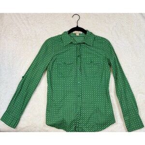 Michael Kors Women's Green With Diamond square Pattern blouse Size Small